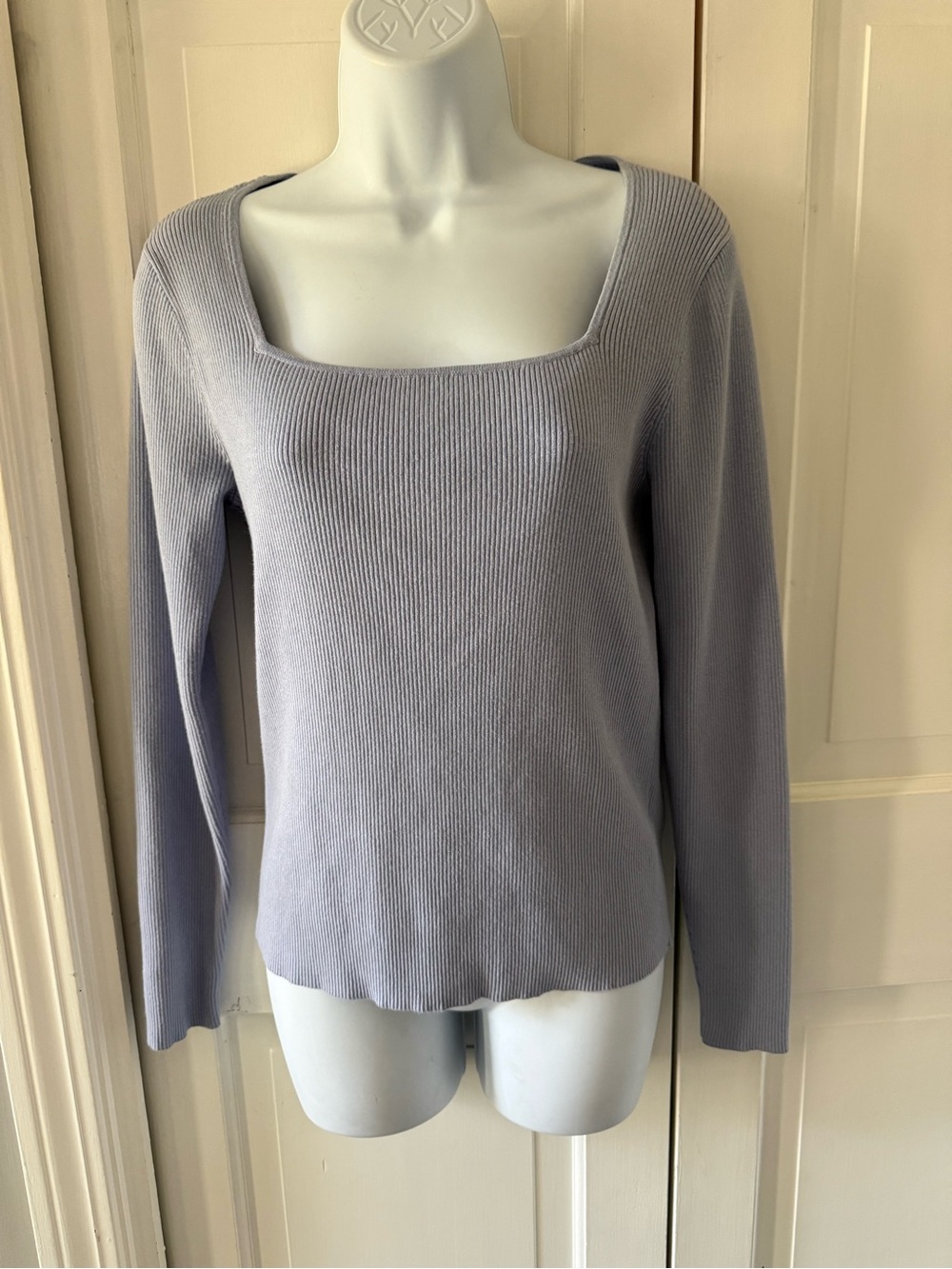Lauren Ralph Lauren Lavender Square Neck Ribbed Knit Sweater